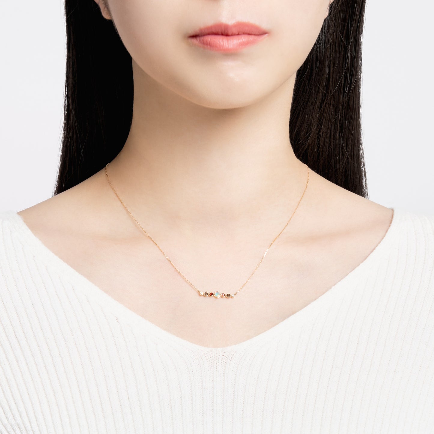 K18 マルチカラーストーンネックレス|60-8531